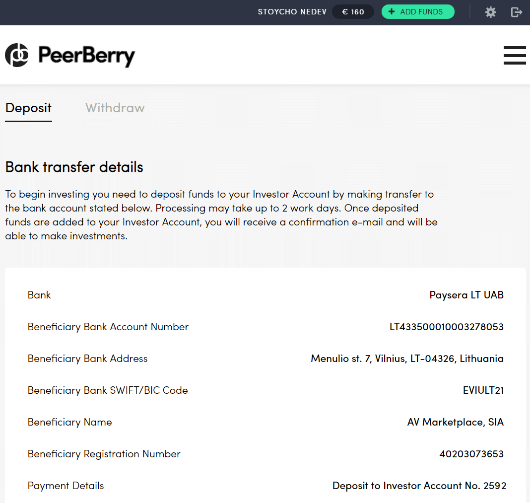 Peerberry депозит лихва